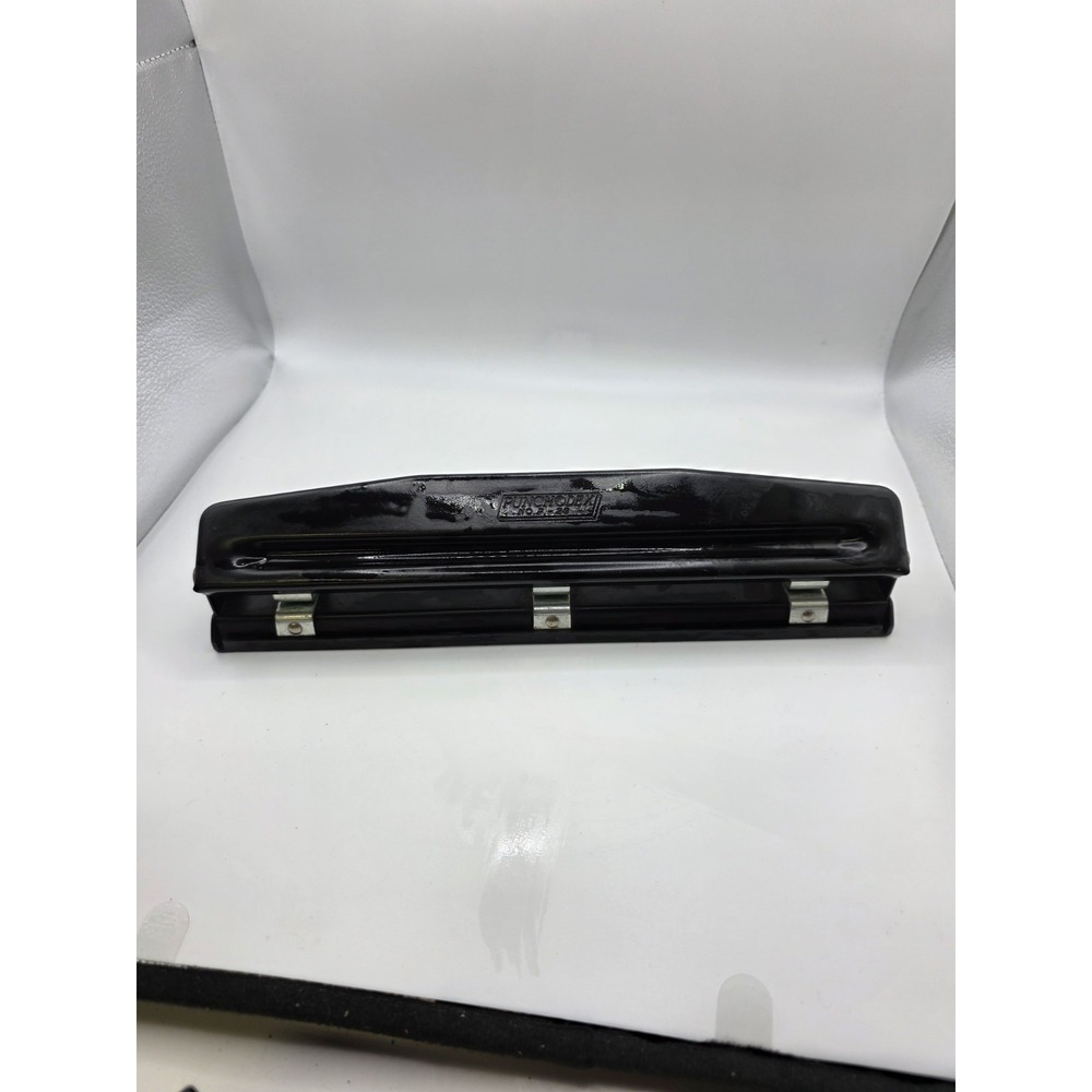 VTG Punchodex Black Rolodex 3 Hole Paper Punch Home Office‎ Desk Tool WORKS